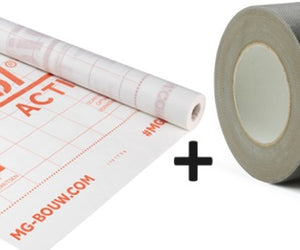 Set Miofol Active (Damp-variabel / klimaatfolie) | 1,5x30mtr + Vast-R Spinvlies Tape 75mm x 25mtr