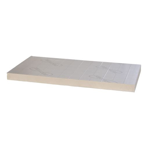 Plaat PIR 120mm dik Rd 5,45 - Recticel Silver - aluminium cachering - 600x1200mm (0.72m2)